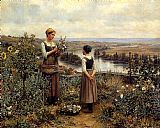 Daniel Ridgway Knight - Knight Picking Flowers painting